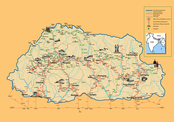 不丹徒步地图